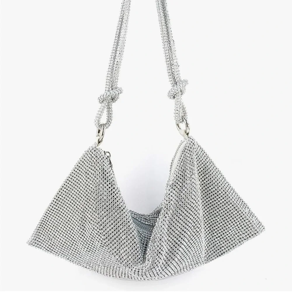 Rhinestone Purse Silver Hobo Purse - Picture 1 of 5
